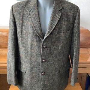 Dunn & Co HARRIS TWEED Heavy WOOL Brown/Olive BLAZER Sport Coat 42R England